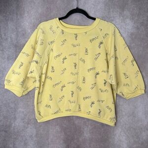 Vintage 90's Variations Squiggle Doodle 3/4 Sleeve Crop‎ Sweatshirt Size Medium